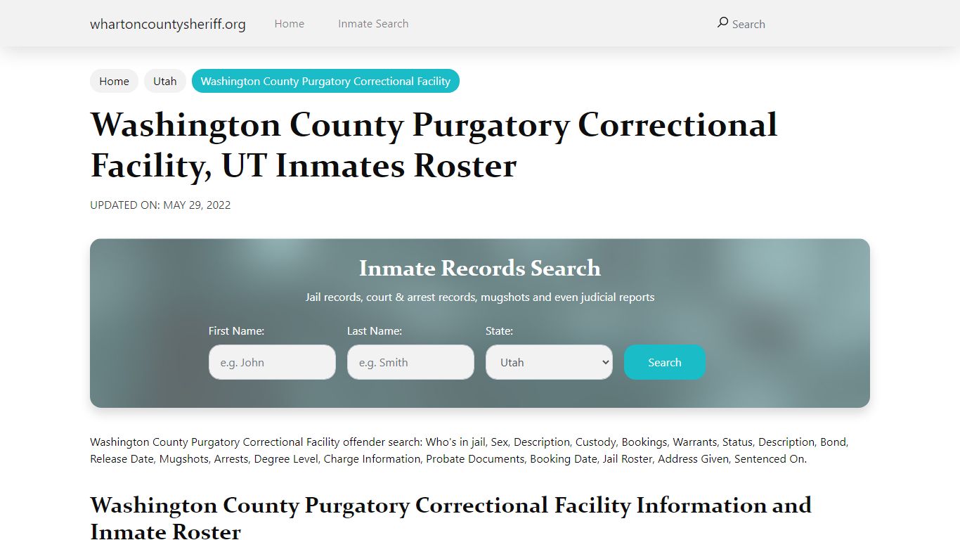Washington County Purgatory Correctional Facility, UT Jail ...